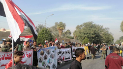 تظاهرة لمنتسبي الحشد الشعبي في بغداد