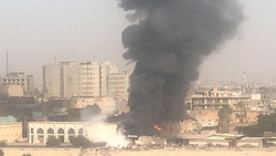 حريق هائل في شارع الرشيد وسط بغداد
