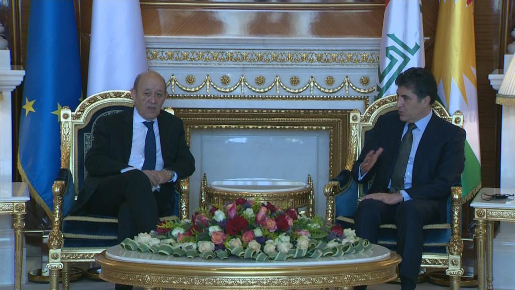 رئيس إقليم كوردستان يجتمع مع وزير الخارجية الفرنسي