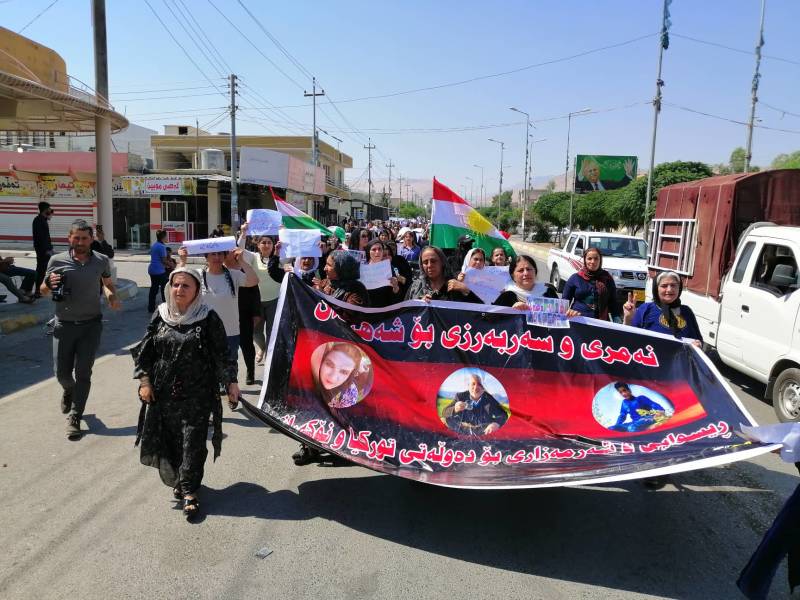 تظاهرات في اقليم كوردستان تنديدا بالقصف التركي الذي اودى بحياة مدنيين