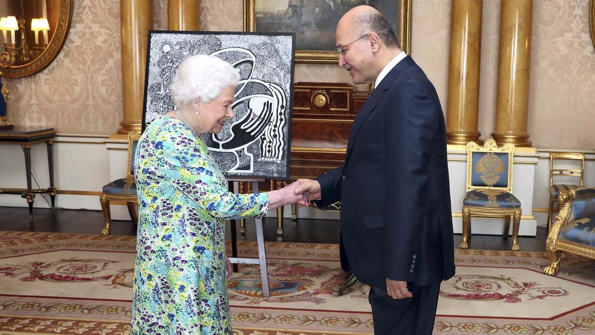 Iraq President Barham Salih meets Queen Elizabeth II at Buckingham Palace