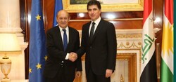 لودريان لبارزاني: نبقى الى جانبكم في اوقات السلام كما في اوقات الحرب