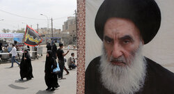 Rare appearance of Iraq's Grand Ayatollah Al-Sistani receiving elements of the Iraqi army