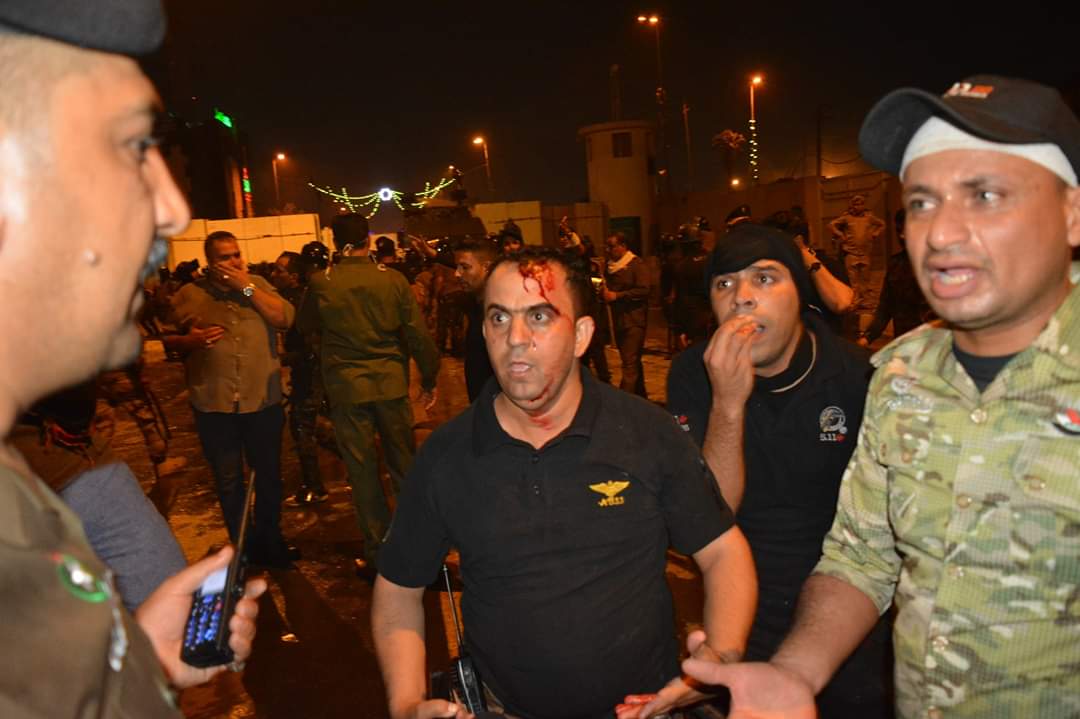 Another side of Karbala demonstrations.. Scenes of dozens of wounded security forces